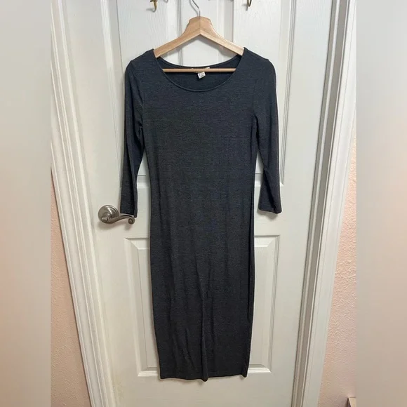Forever 21 | Dresses | Forever 2 Grey Bodycon Dress 34 Sleeve | Poshmark